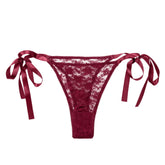 Remote Control Lace Thong Set Burgundy with Mini Vibrator Panty Vibrators